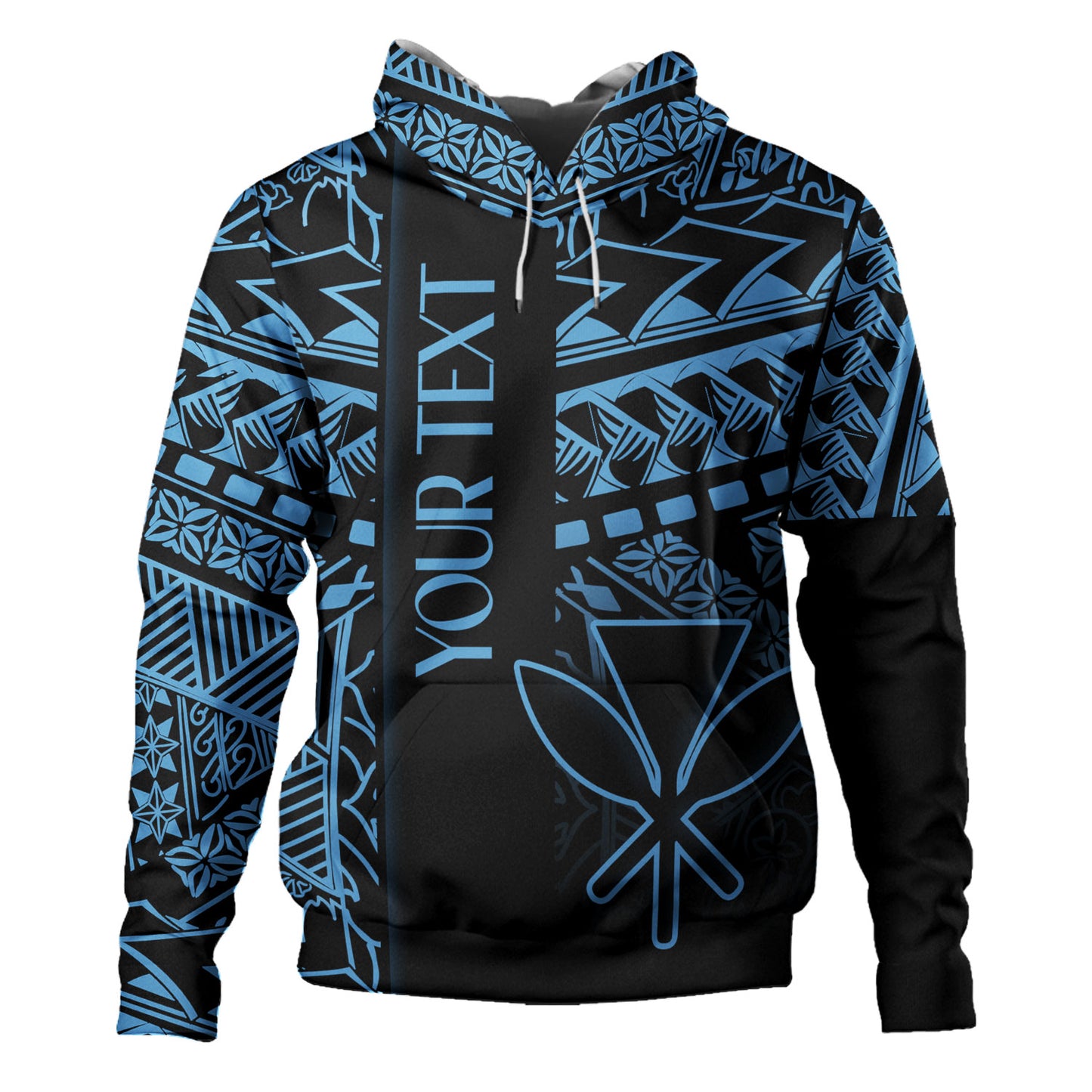 Hawaii Hoodie Custom Kanaka Maoli Hawaiian Blue Tribal Pattern
