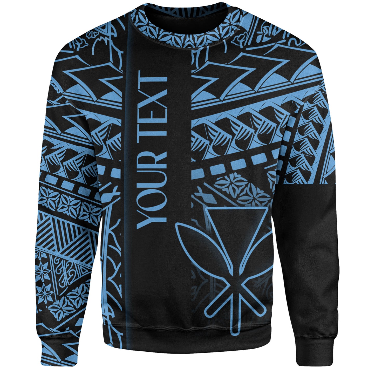 Hawaii Sweatshirt Custom Kanaka Maoli Hawaiian Blue Tribal Pattern