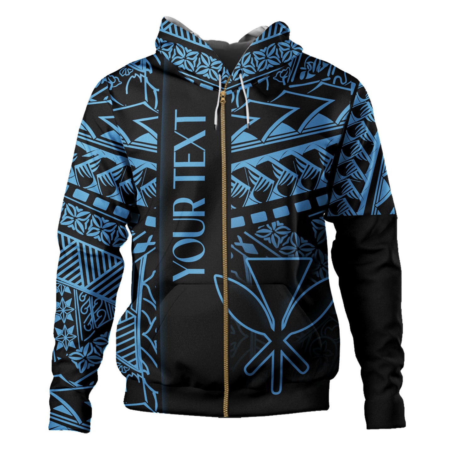 Hawaii Hoodie Custom Kanaka Maoli Hawaiian Blue Tribal Pattern