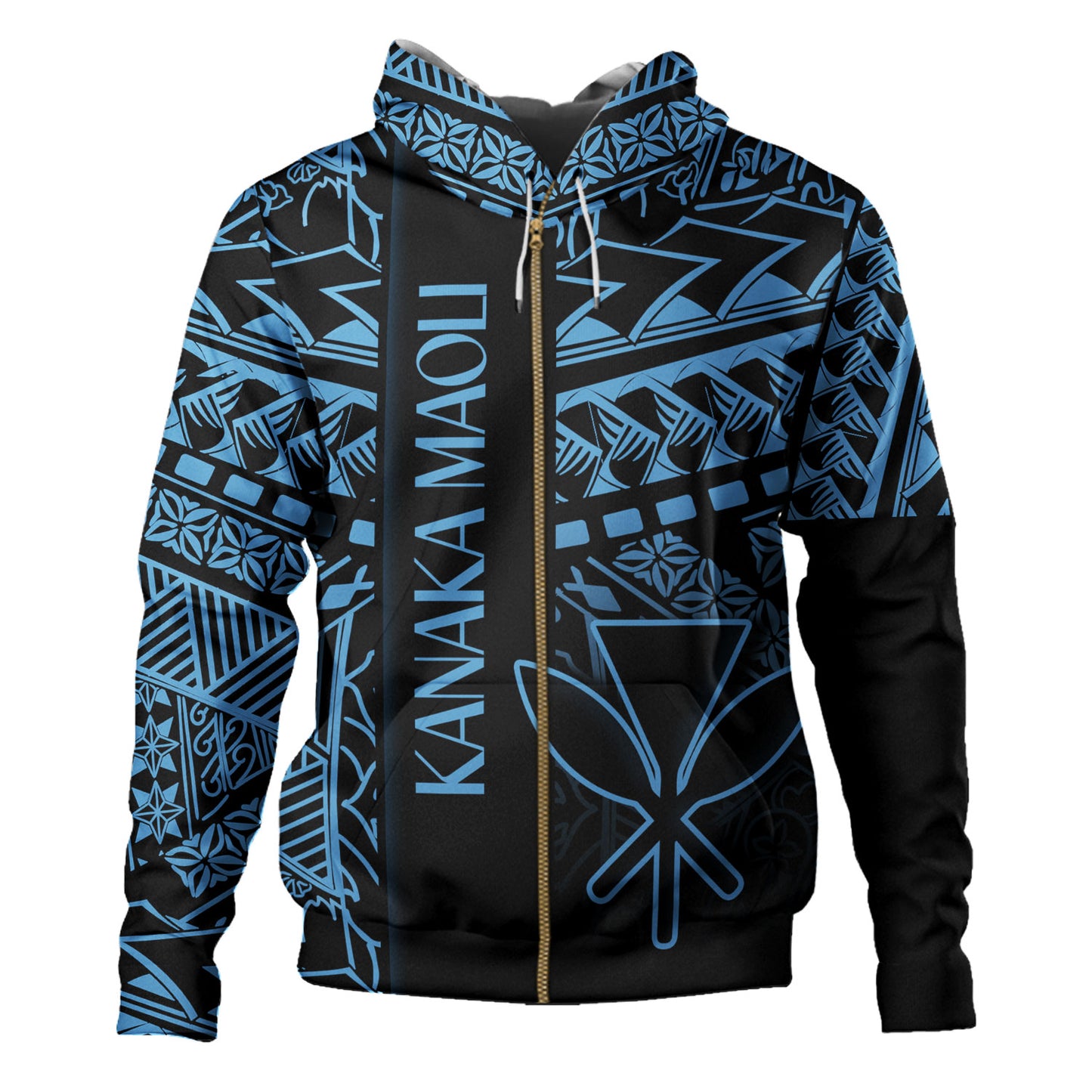 Hawaii Hoodie Custom Kanaka Maoli Hawaiian Blue Tribal Pattern