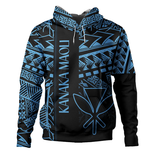 Hawaii Hoodie Custom Kanaka Maoli Hawaiian Blue Tribal Pattern