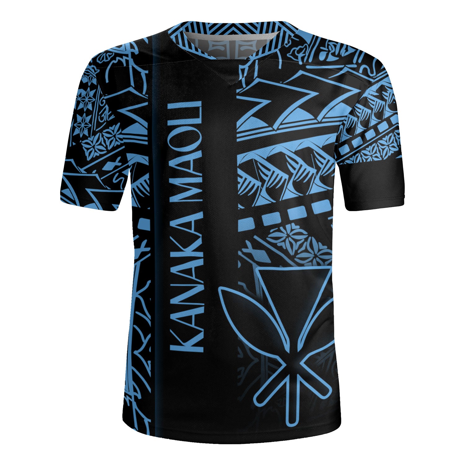 Hawaii Rugby Jersey Custom Kanaka Maoli Hawaiian Blue Tribal Pattern