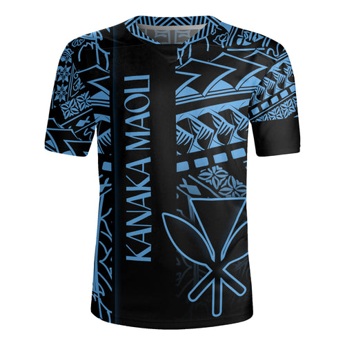 Hawaii Rugby Jersey Custom Kanaka Maoli Hawaiian Blue Tribal Pattern