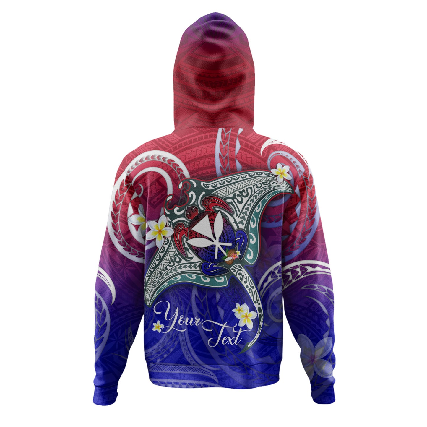 Hawaii Custom Personalised Hoodie Kanaka Maoli Manta Ray With Turtle Plumeria Mixed Polynesian Style
