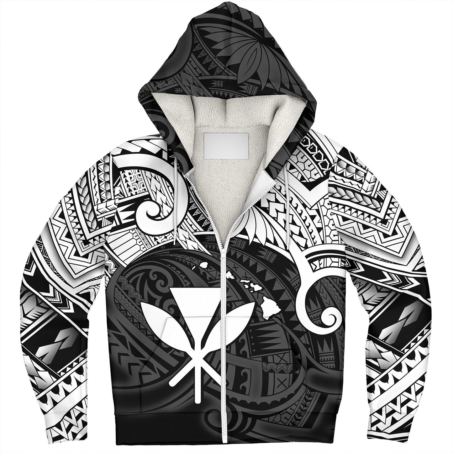 Hawaii Sherpa Hoodie Kanaka Maoli Map Polynesian Tatau
