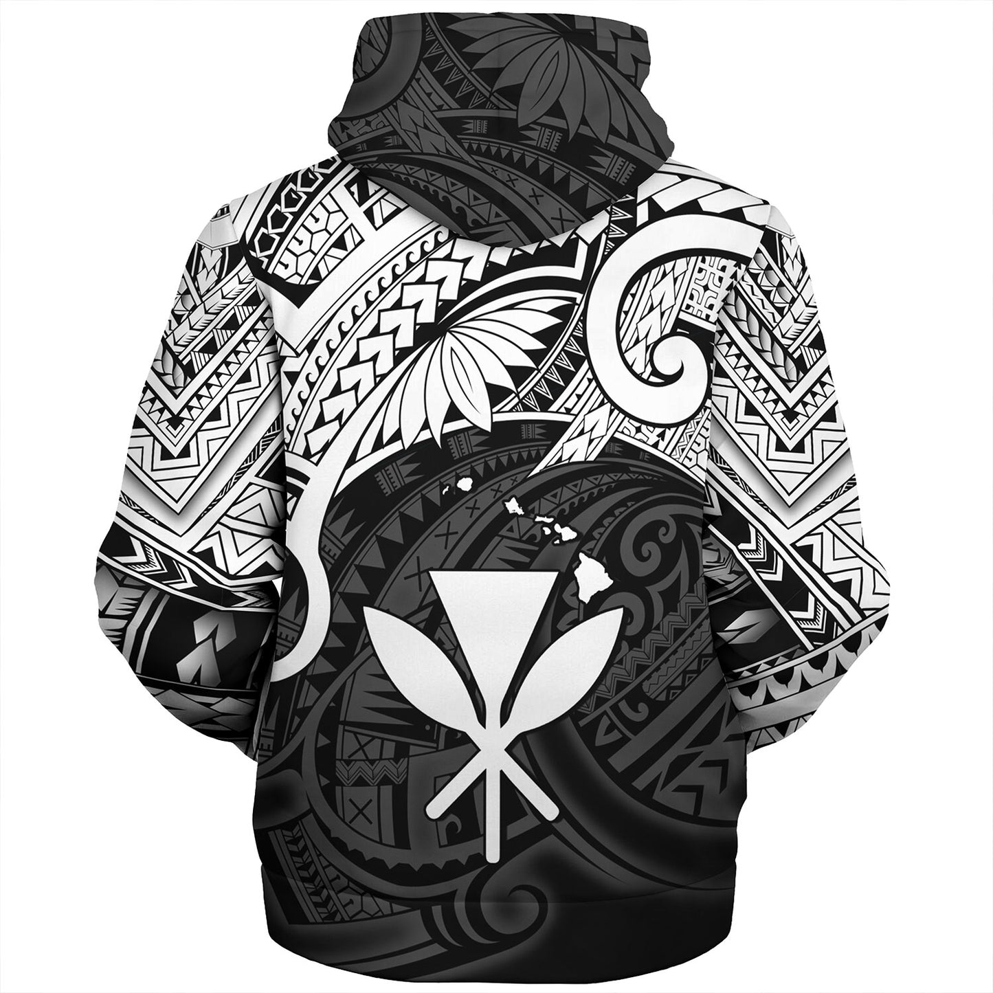 Hawaii Sherpa Hoodie Kanaka Maoli Map Polynesian Tatau