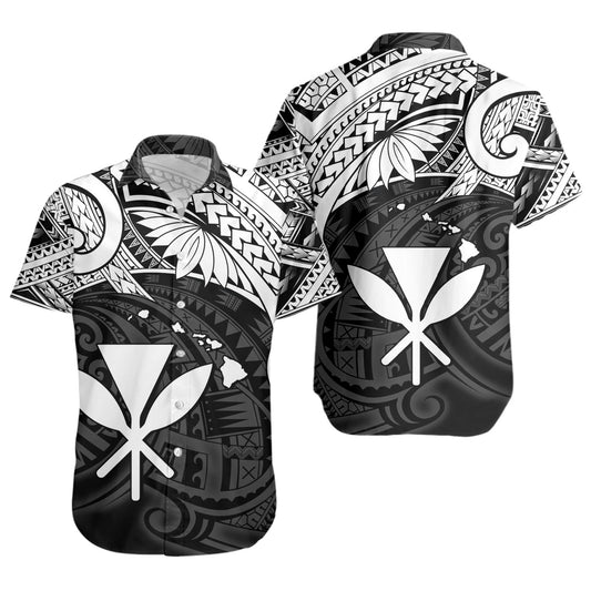 Hawaii Short Sleeve Shirt Kanaka Maoli Map Polynesian Tatau