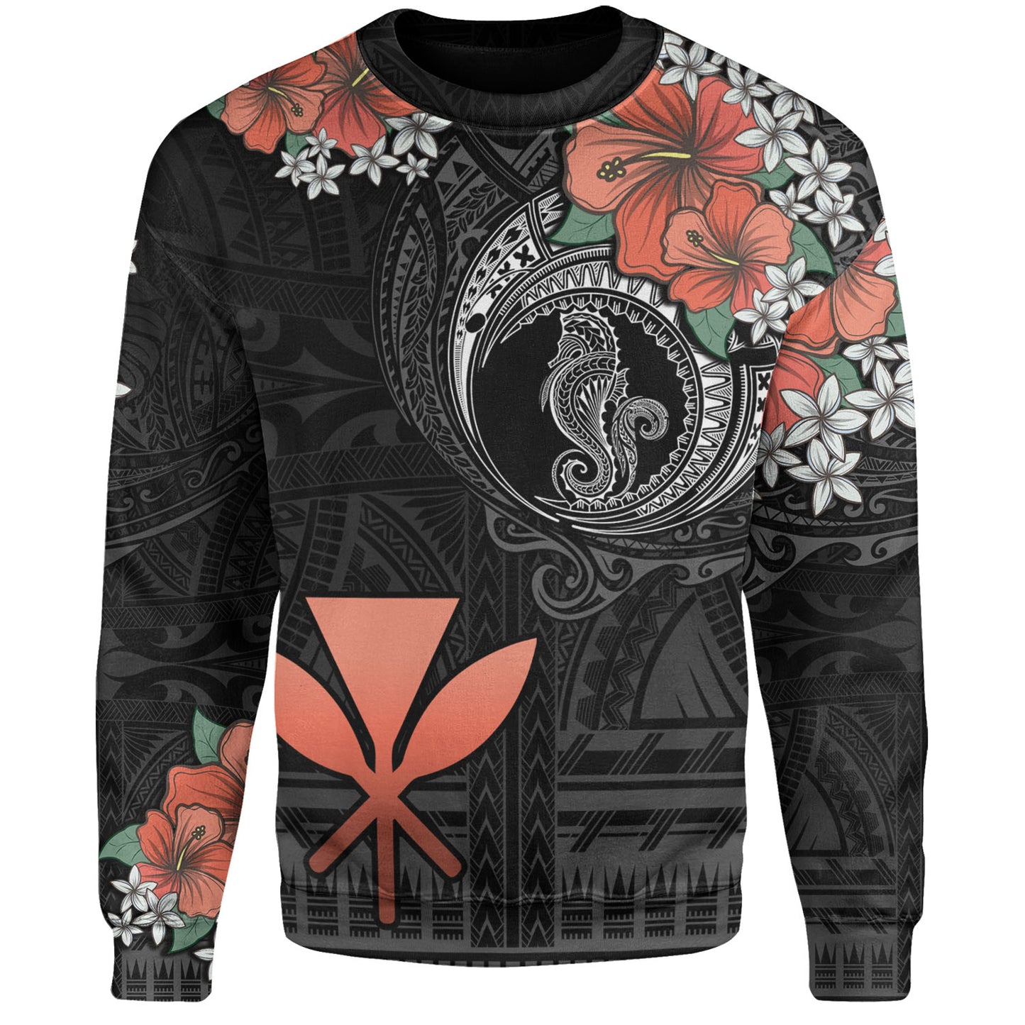 Hawaii Sweatshirt Kanaka Maoli Seahorse Polynesian Tattoo