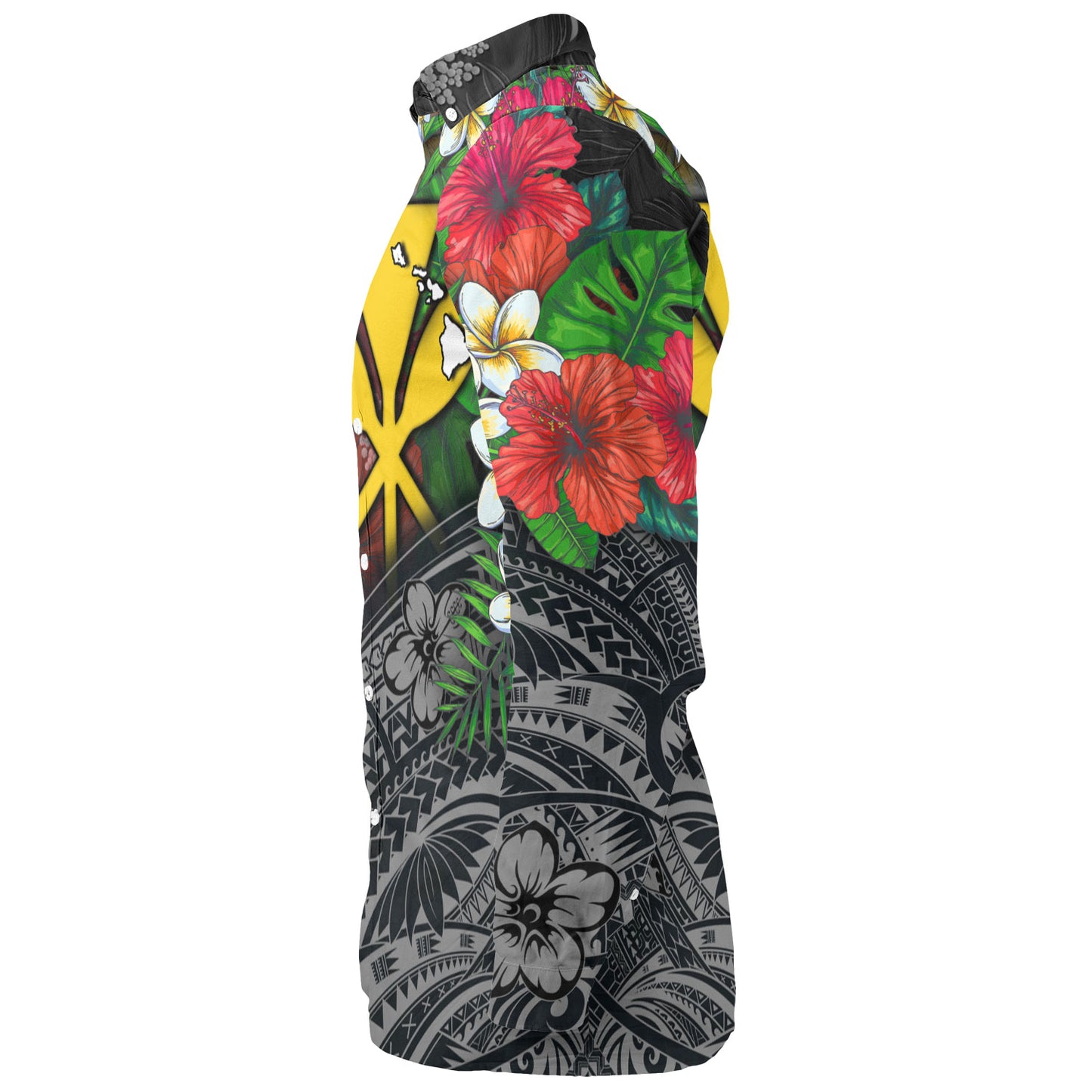 Hawaii Custom Personalised Long Sleeve Shirt Hibiscus And Plumeria With Palm Branches Vintage Style