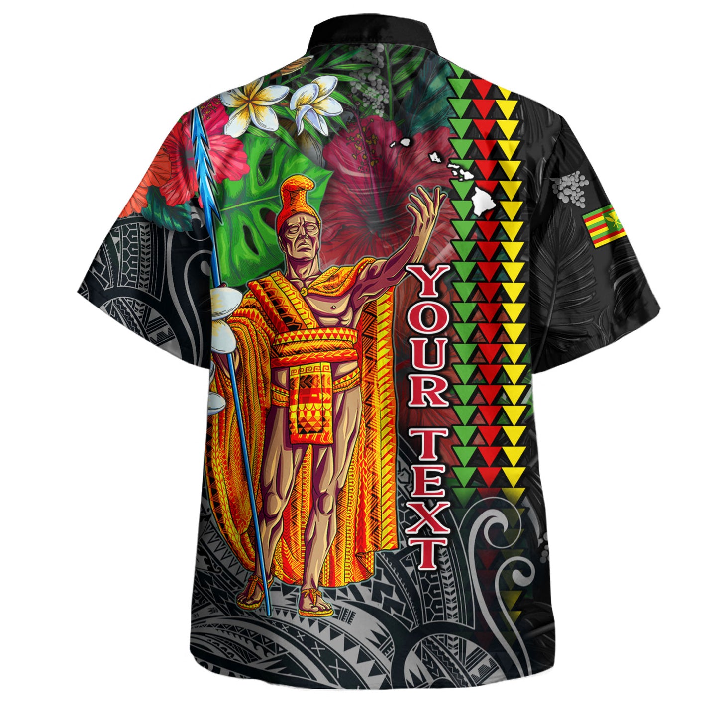 Hawaii Custom Personalised Hawaiian Shirt King Kamehameha Hibiscus And Plumeria With Palm Branches Vintage Style