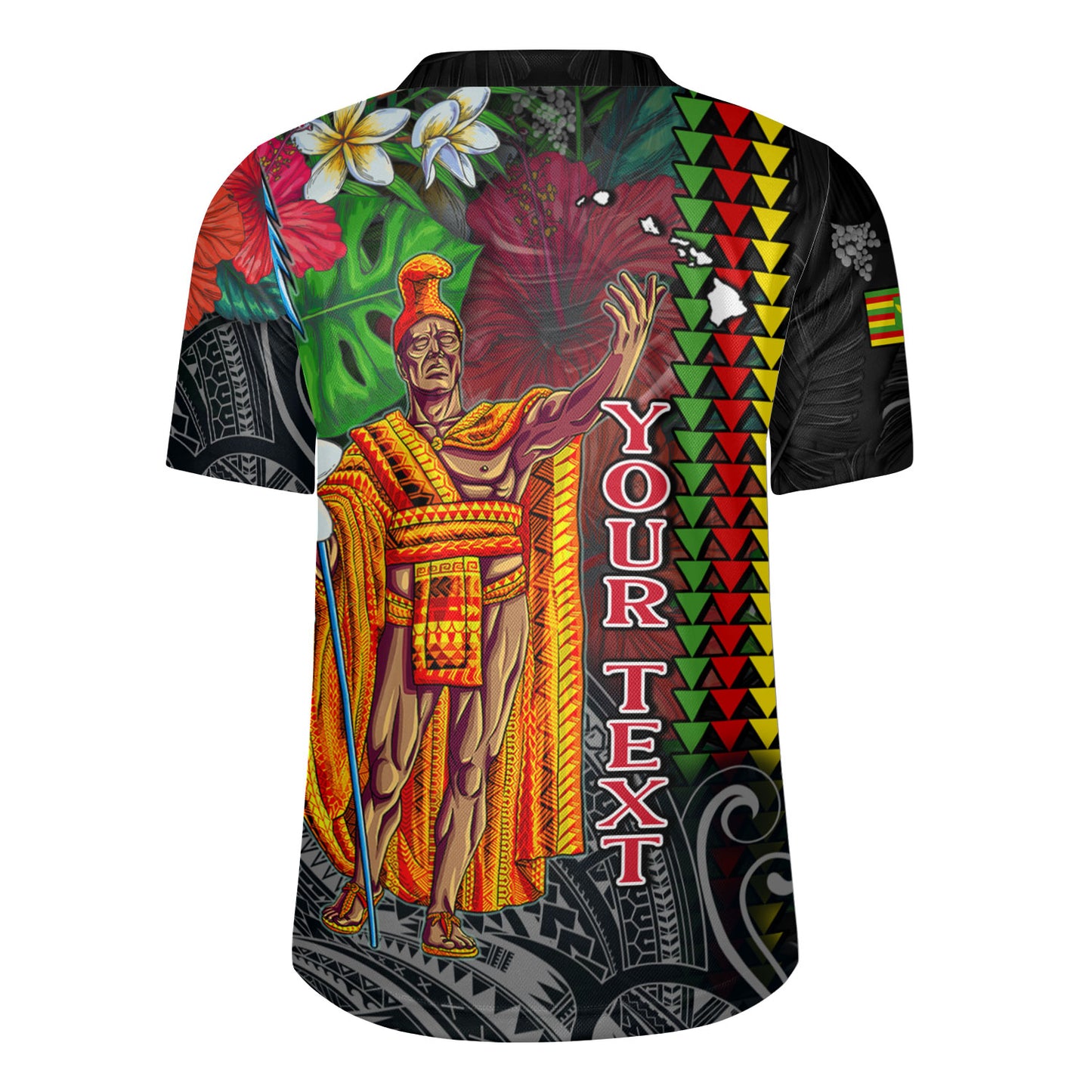 Hawaii Custom Perosnalised Rugby Jersey King Kamehameha Hibiscus And Plumeria With Palm Branches Vintage Style