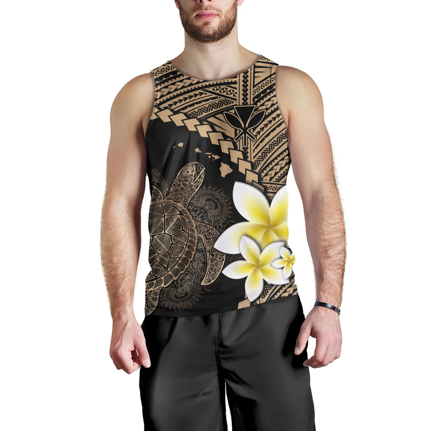 Hawaii Custom Personalised Tank Top Plumeria Sea Turtle Tattoo Tribal Design