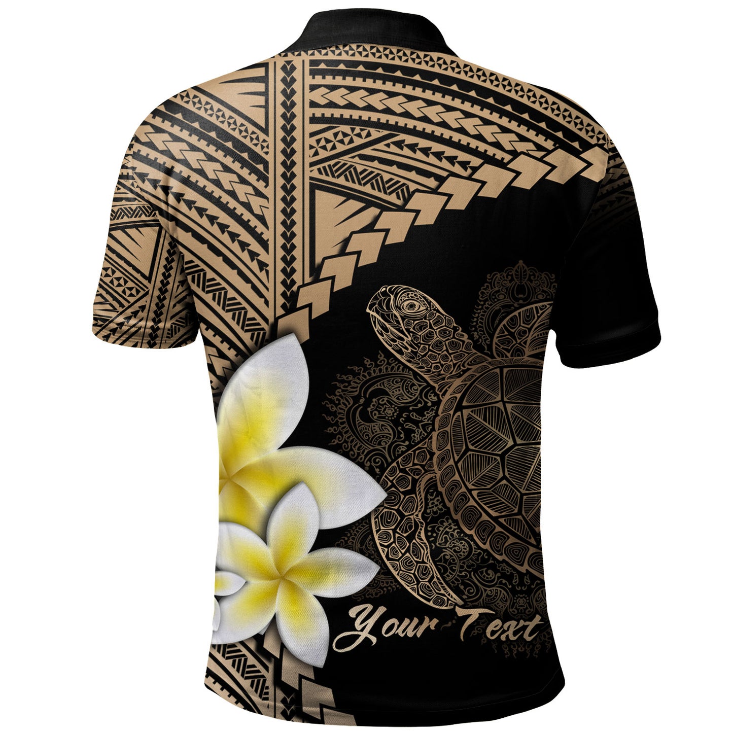 Hawaii Custom Personalised Polo Shirt Plumeria Sea Turtle Tattoo Tribal Design