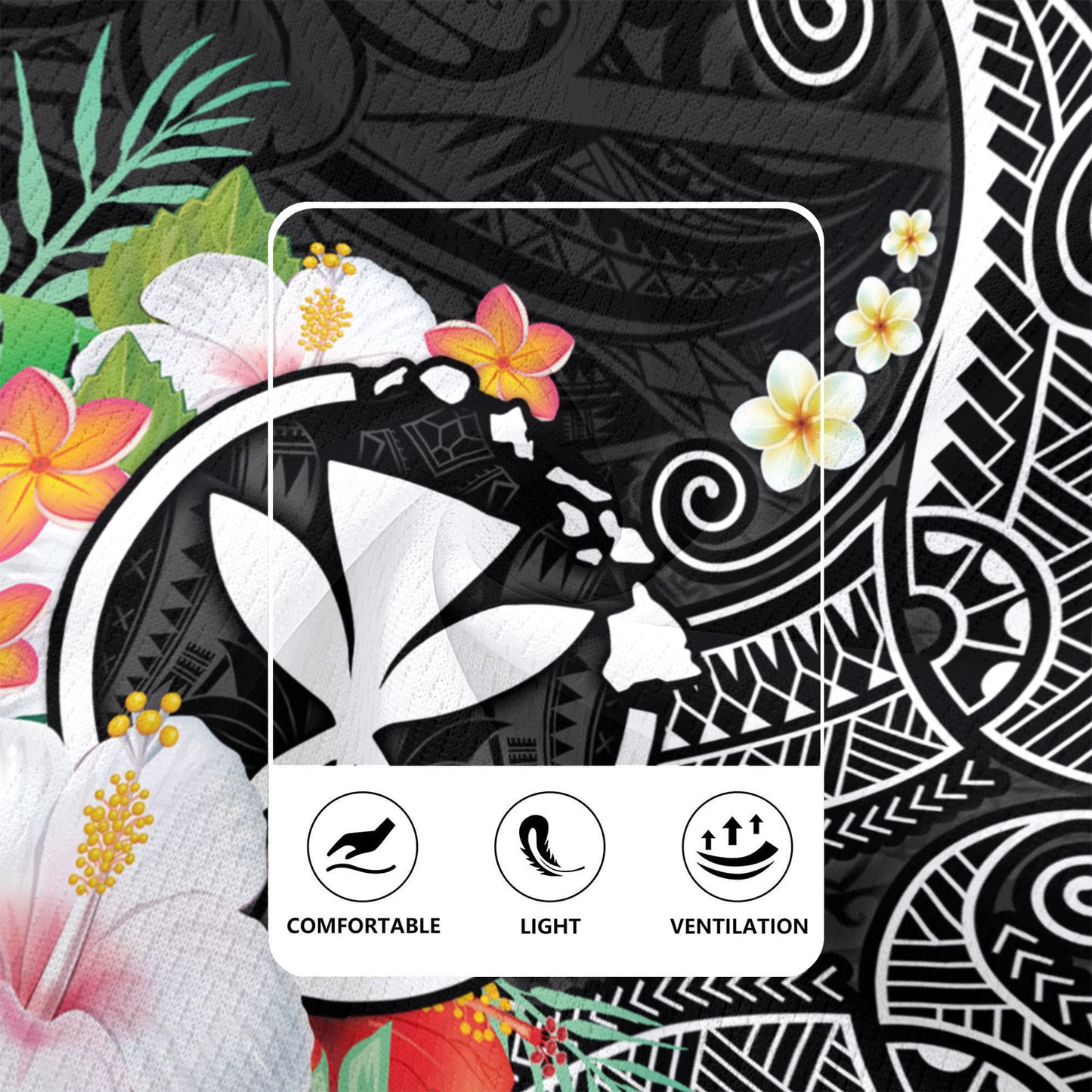 Hawaii Rugby Jersey Custom Polynesian Curve Pattern Design With Tropical Floral Collection