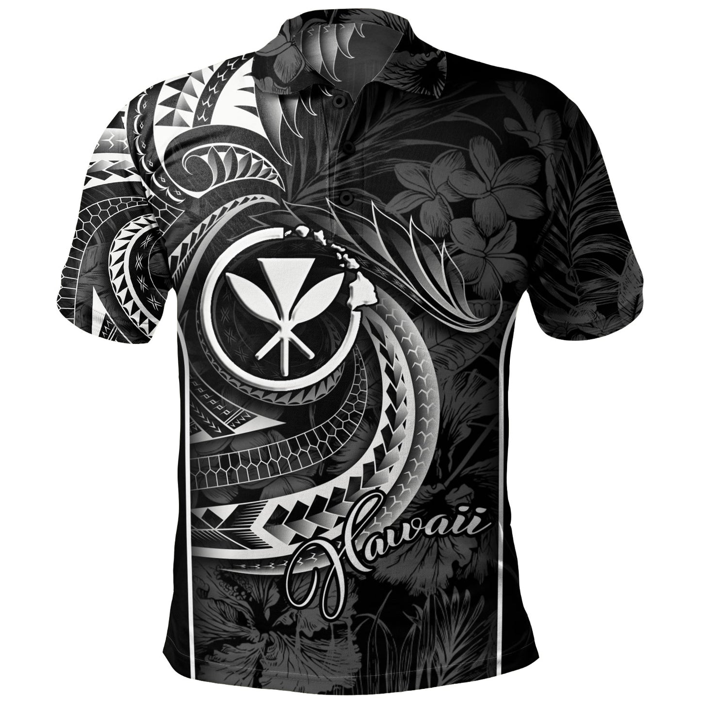 Hawaii Custom Personalised Polo Shirt Polynesian Patterns Tropical Flowers Curve Style