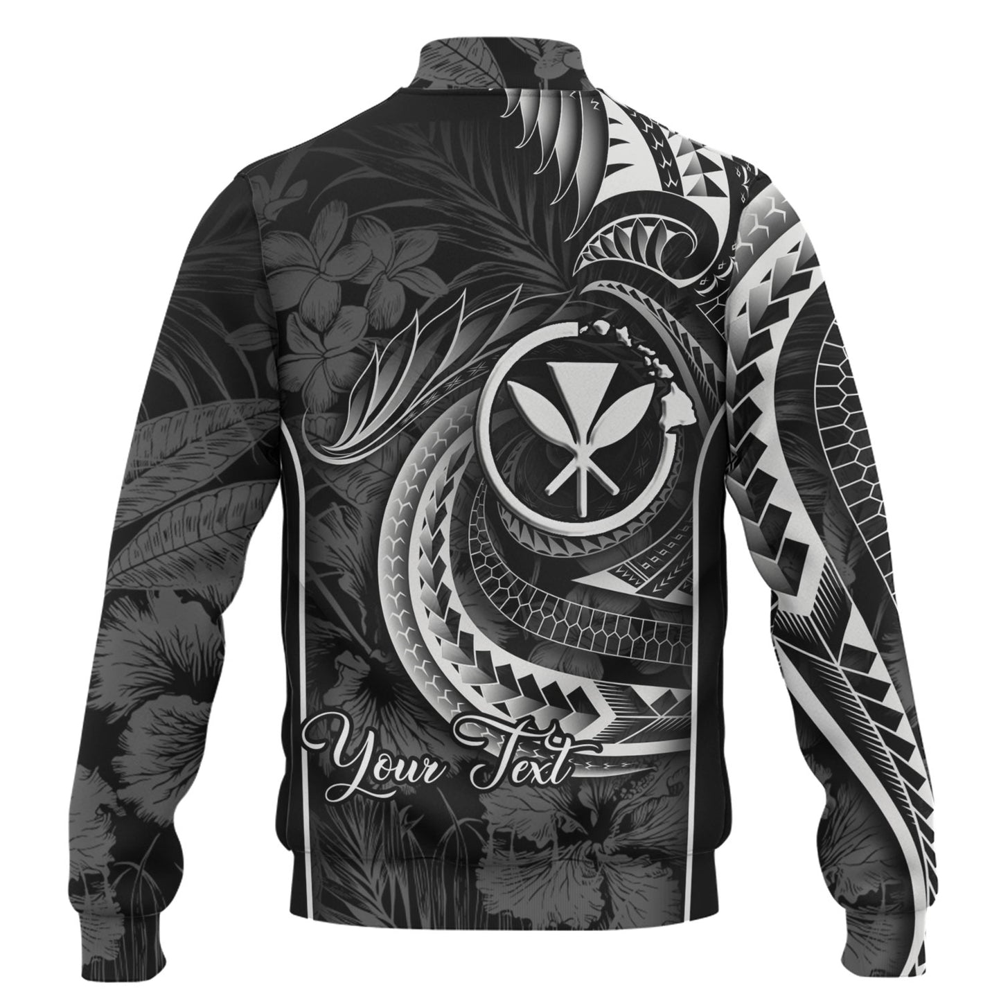 Hawaii Custom Personalised Baseball Jacket Polynesian Patterns Tropical Flowers Curve Style