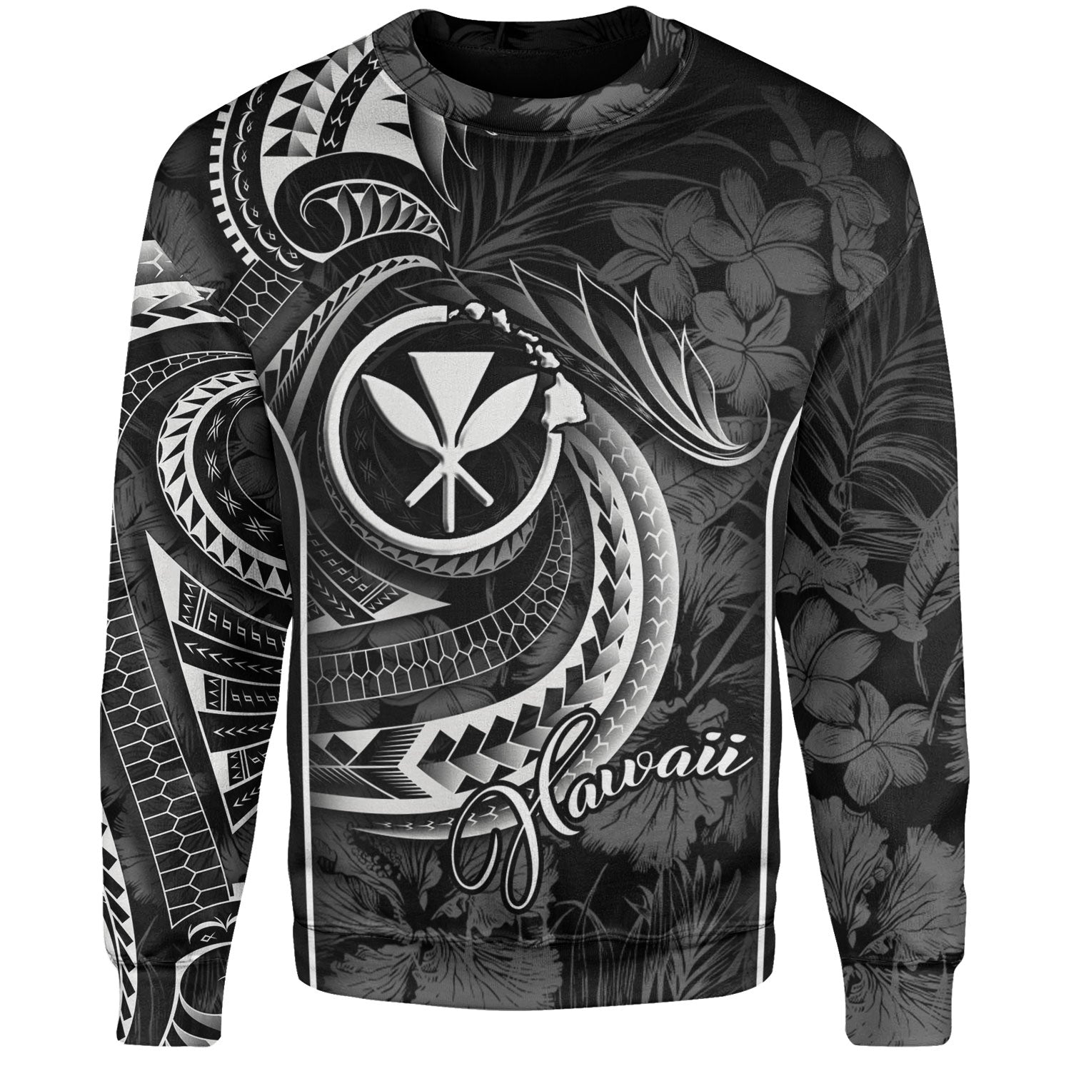 Hawaii Custom Personalised Sweatshirt Polynesian Patterns Tropical Flowers Curve Style