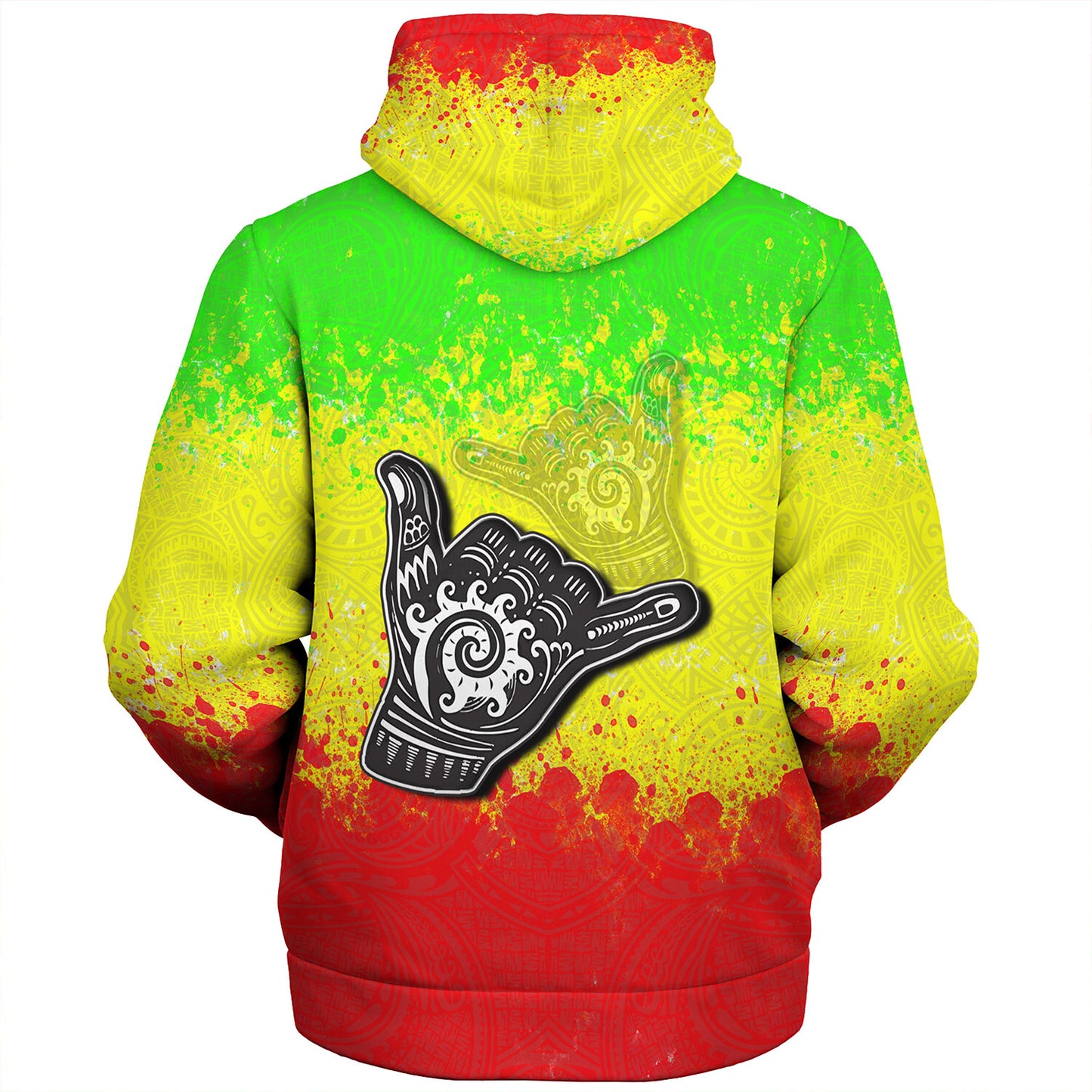 Hawaii Custom Personalised Sherpa Hoodie Polynesian Shaka Hawaii Map Reggae Style