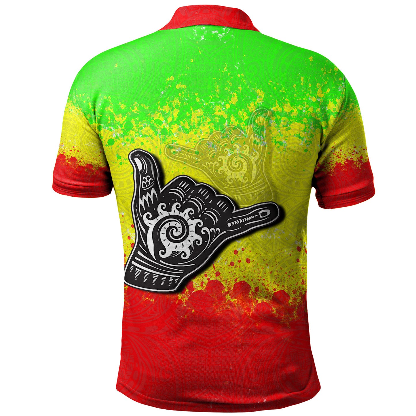 Hawaii Custom Personalised Polo Shirt Polynesian Shaka Hawaii Map Reggae Style