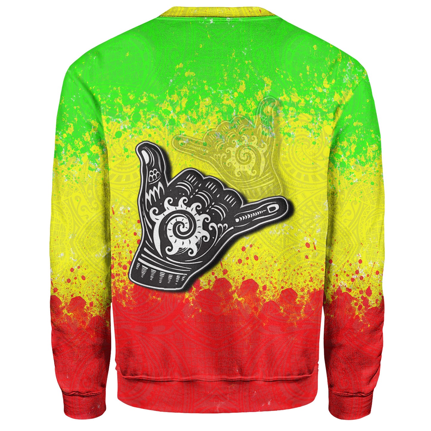 Hawaii Custom Personalised Sweatshirt Polynesian Shaka Hawaii Map Reggae Style