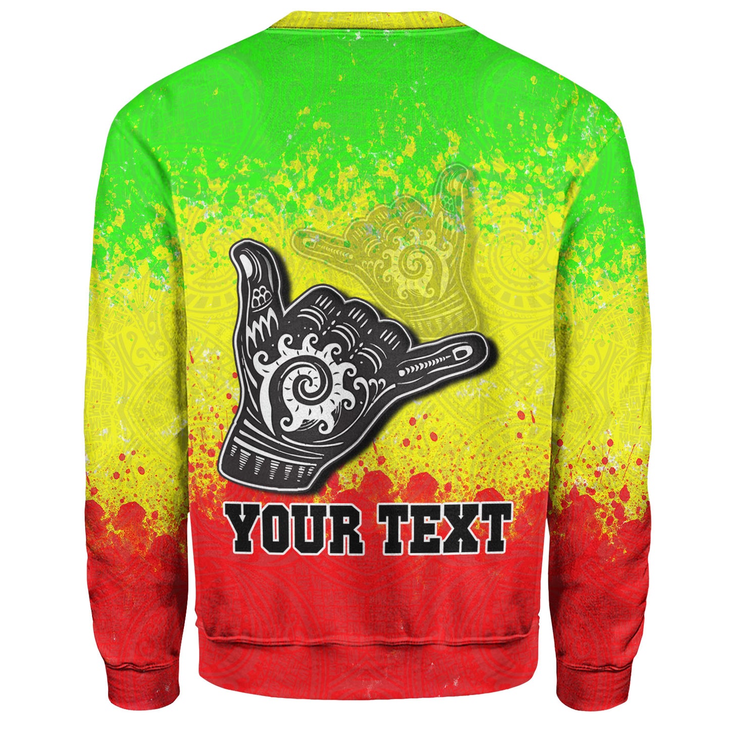 Hawaii Custom Personalised Sweatshirt Polynesian Shaka Hawaii Map Reggae Style