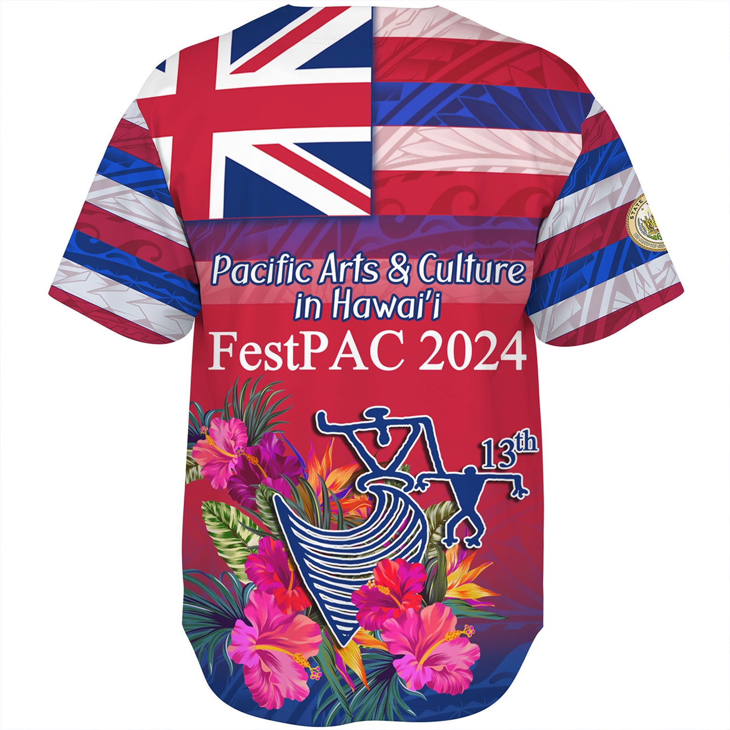 Hawaii Baseball Shirt Regenerating Oceania Hawaii Flag With Traditional Patterns