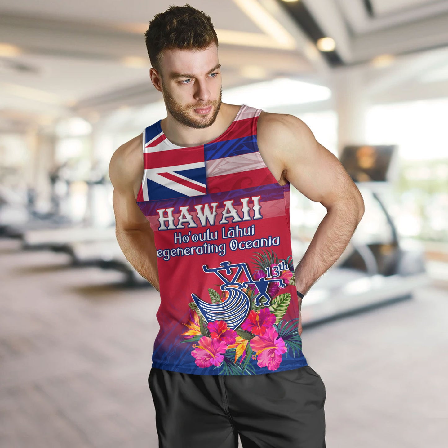 Hawaii Tank Top Regenerating Oceania Hawaii Flag With Traditional Patterns