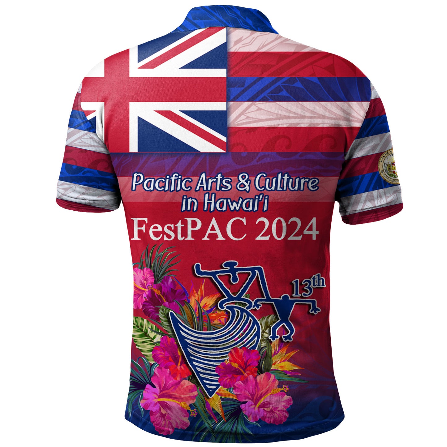 Hawaii Polo Shirt Regenerating Oceania Hawaii Flag With Traditional Patterns
