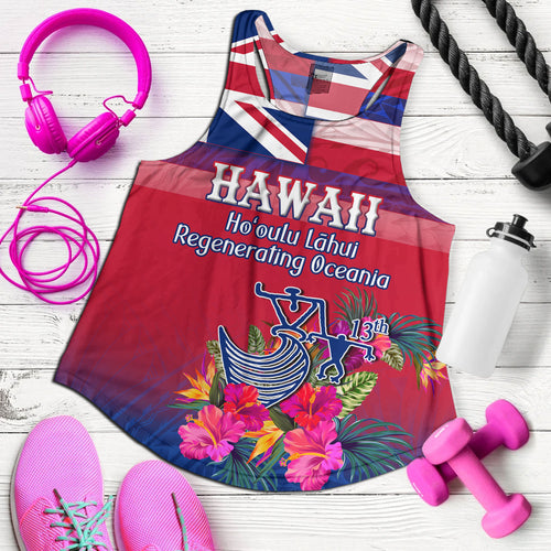 Hawaii Women Tank Regenerating Oceania Hawaii Flag With Traditional Patterns