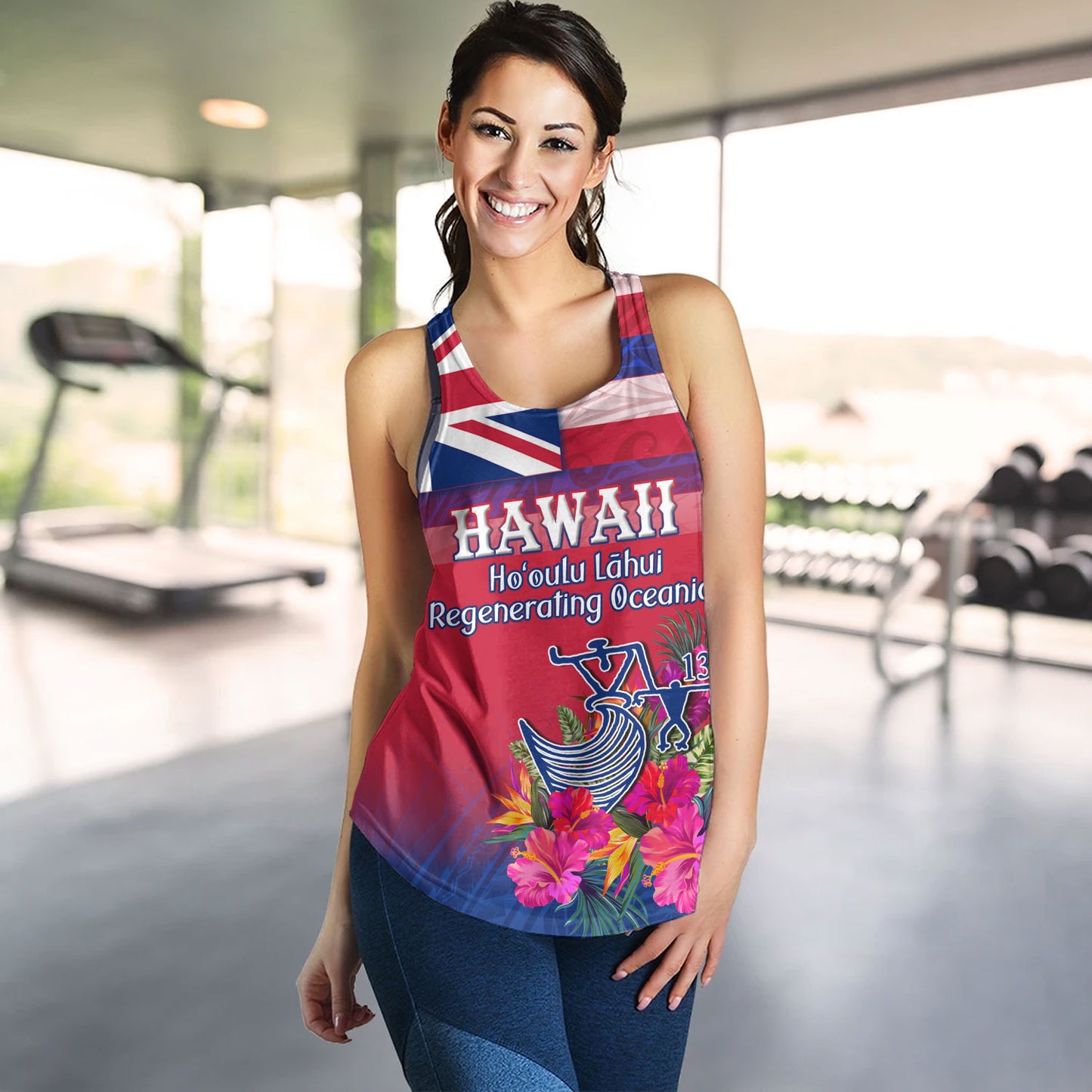 Hawaii Women Tank Regenerating Oceania Hawaii Flag With Traditional Patterns