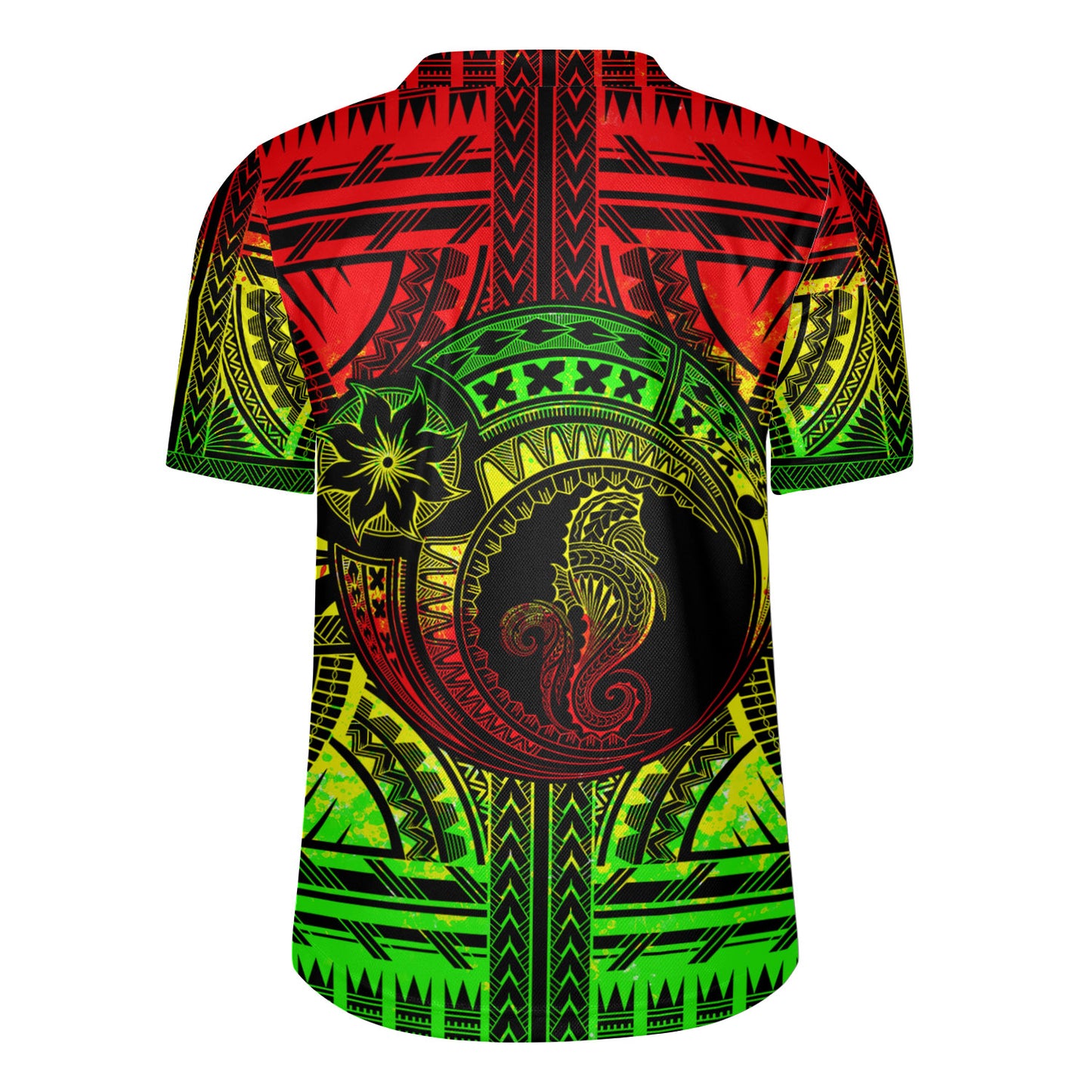 Hawaii Rugby Jersey Custom Seahorse Polynesian Tattoo Reggae