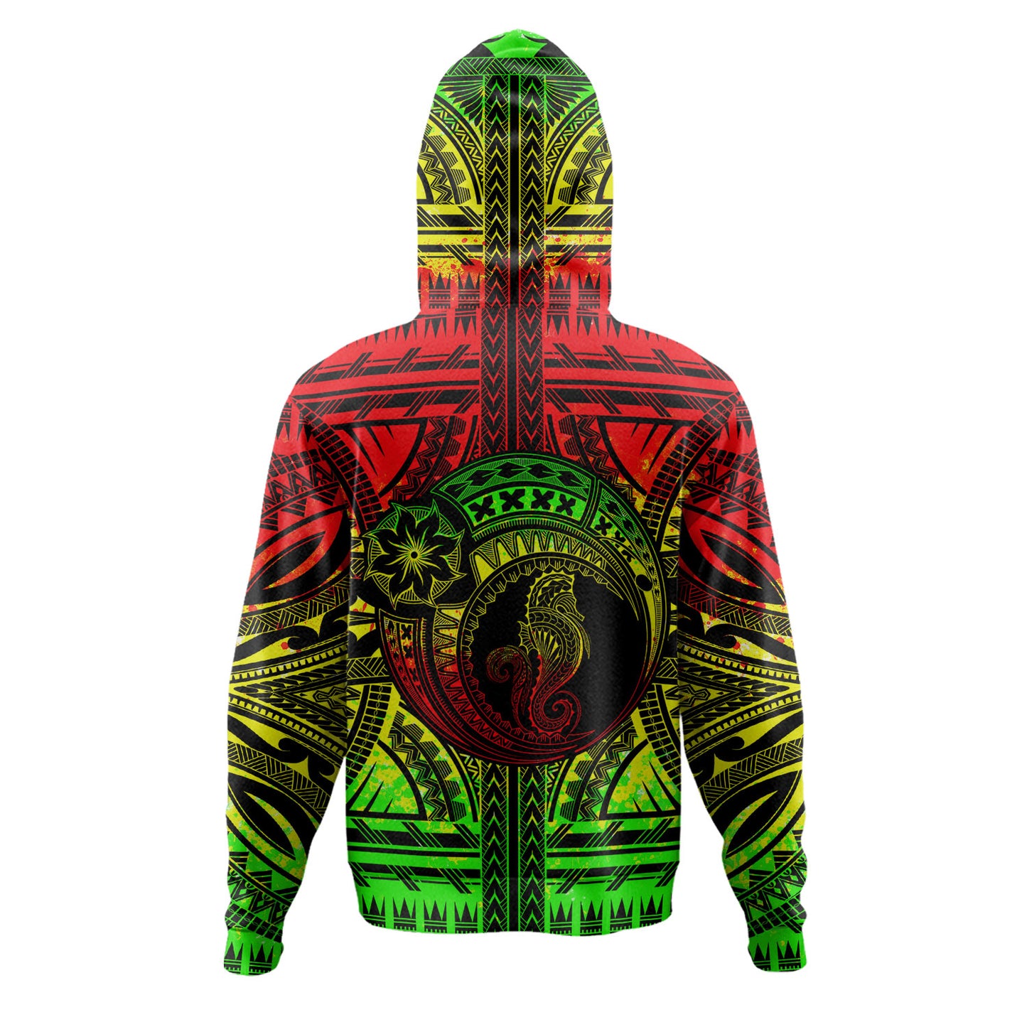 Hawaii Hoodie Custom Seahorse Polynesian Tattoo Reggae