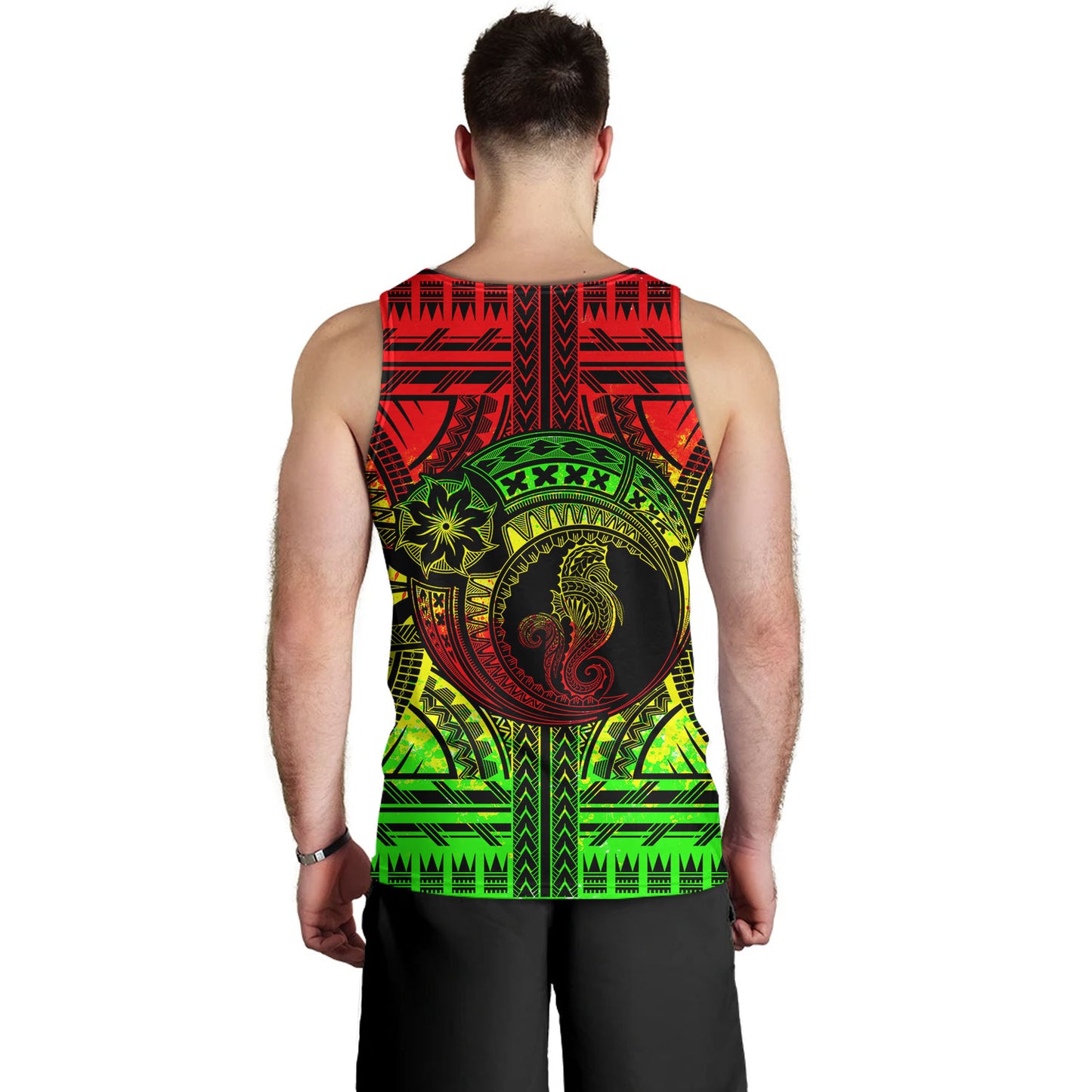 Hawaii Tank Top Custom Seahorse Polynesian Tattoo Reggae