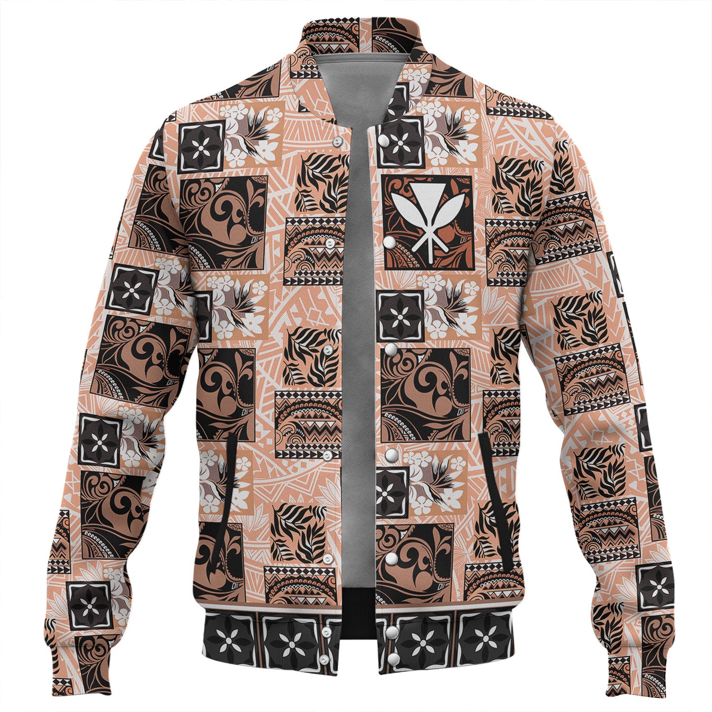 Hawaii Baseball Jacket Traditional Hawaiian Floral Designs