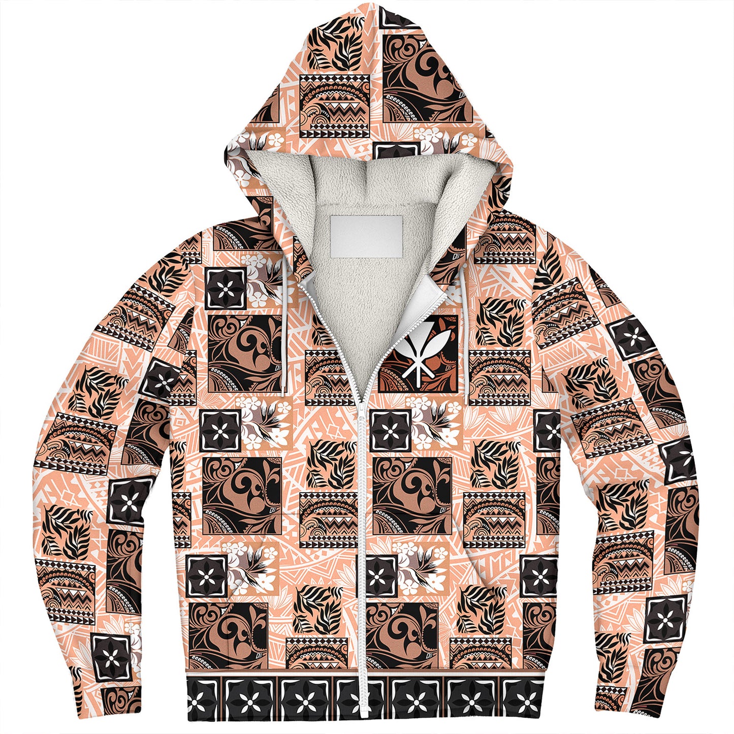 Hawaii Sherpa Hoodie Traditional Hawaiian Floral Designs