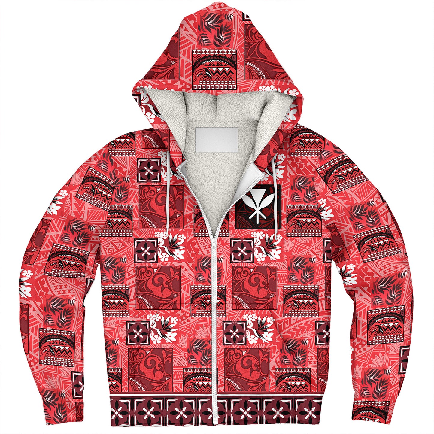 Hawaii Sherpa Hoodie Traditional Hawaiian Floral Designs