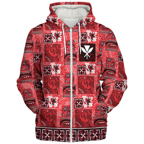 Hawaii Sherpa Hoodie Traditional Hawaiian Floral Designs