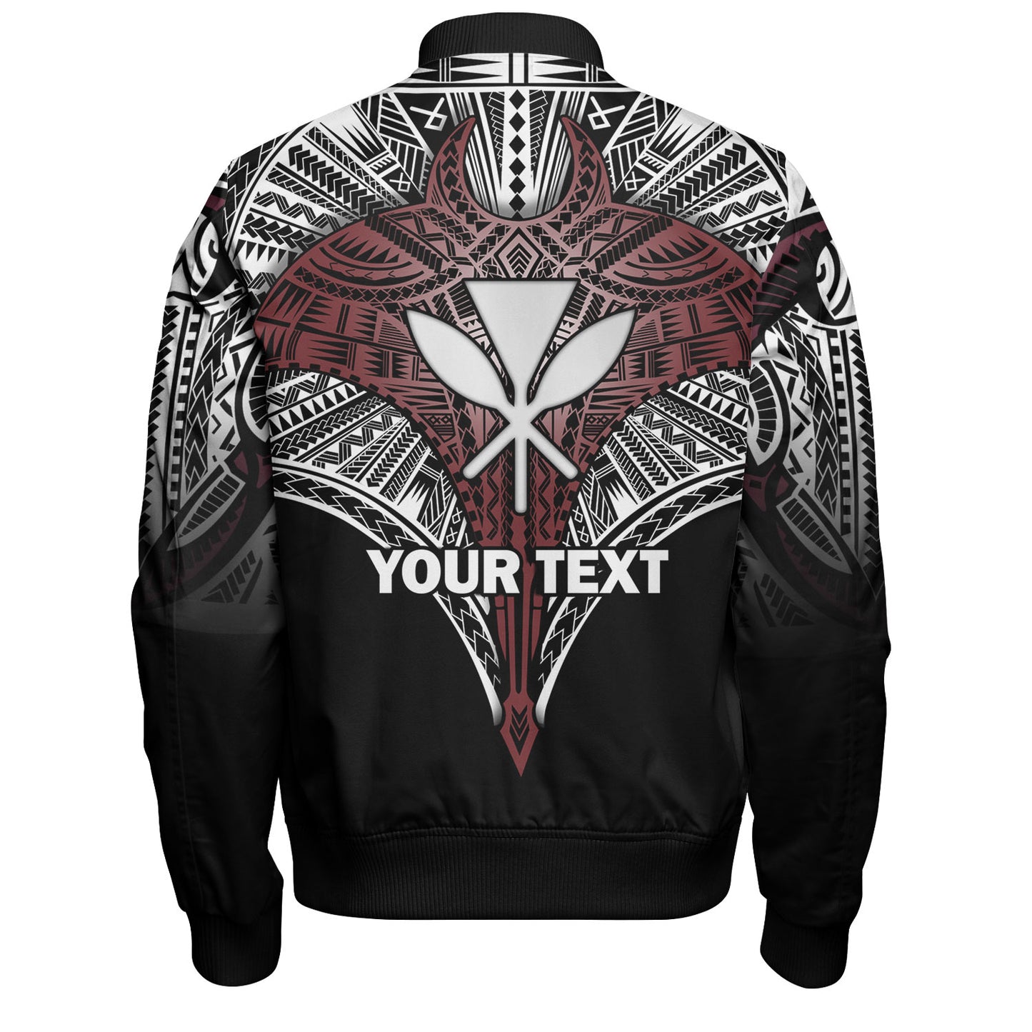 Hawaii Custom Personalised Bomber Jacket Tribal Patterns Manta Ray Tatau Style