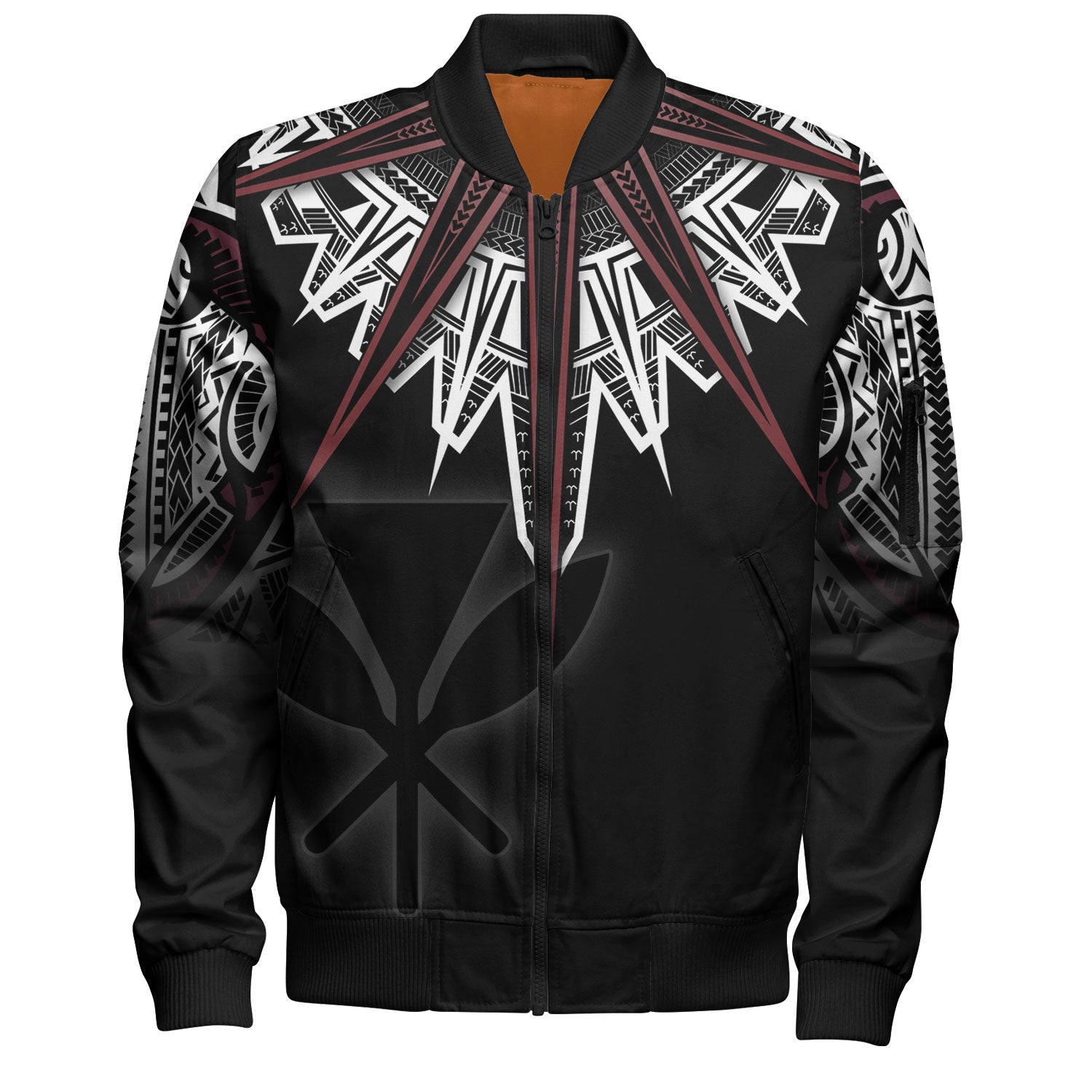 Hawaii Custom Personalised Bomber Jacket Tribal Patterns Manta Ray Tatau Style