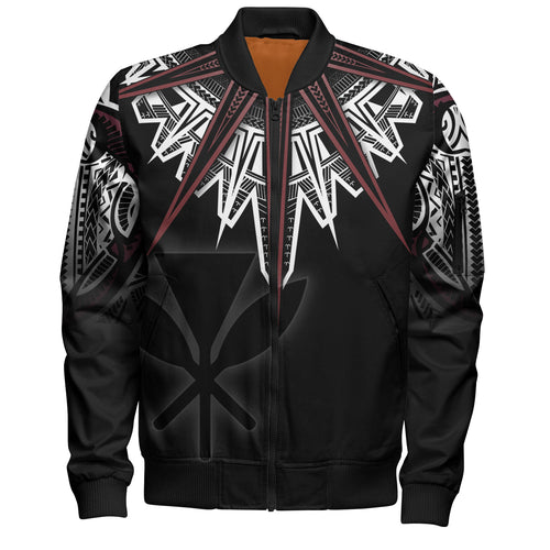 Hawaii Custom Personalised Bomber Jacket Tribal Patterns Manta Ray Tatau Style