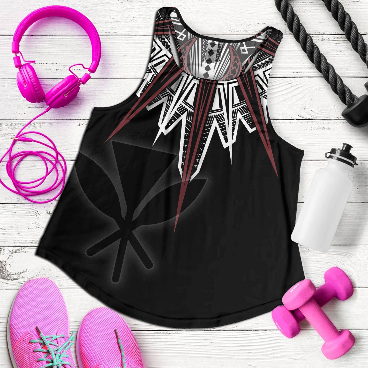 Hawaii Custom Personalised Women Tank Tribal Patterns Manta Ray Tatau Style