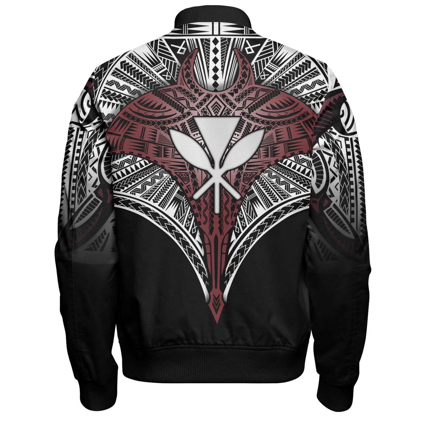 Hawaii Custom Personalised Bomber Jacket Tribal Patterns Manta Ray Tatau Style