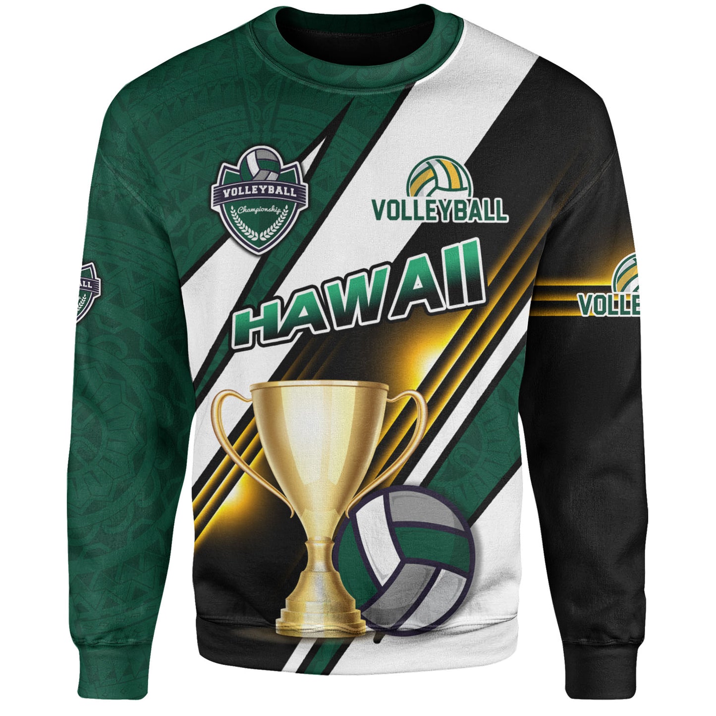 Hawaii Sweatshirt Custom Volleyball Cup Championship Hawaii Polynesian Patterns