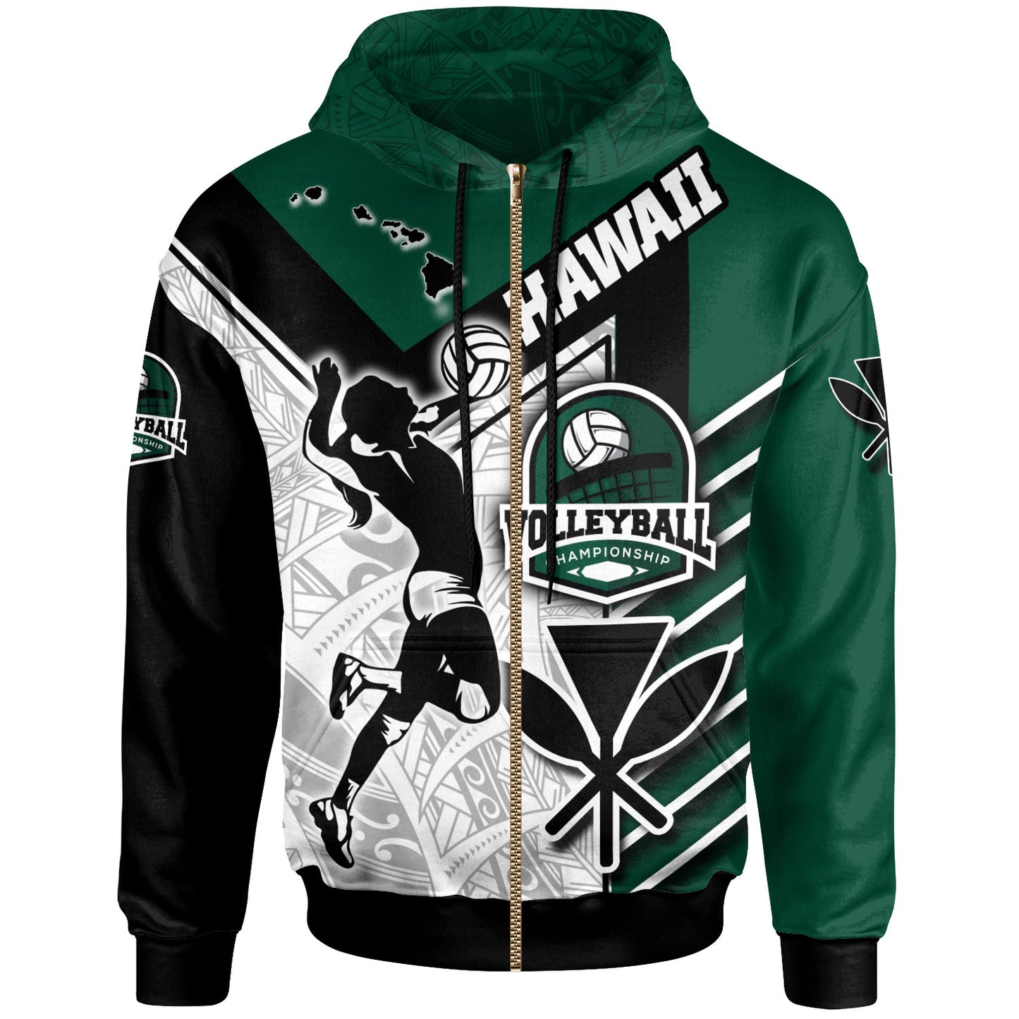 Hawaii Custom Personalised Hoodie - Hawaii Map Volleyball Championship Polynesian Culture