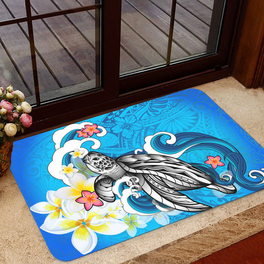 Hawaii Door Mat Turtle With Plumeria Flowers