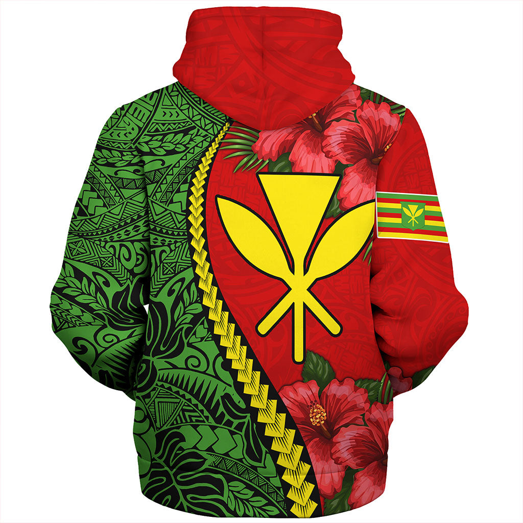 Hawaii Sherpa Hoodie Tribal Polynesian With Hibiscus Flower