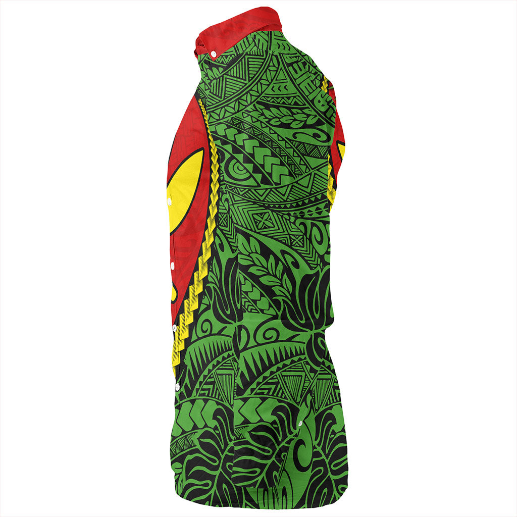 Hawaii Long Sleeve Shirt Tribal Polynesian With Hibiscus Flower