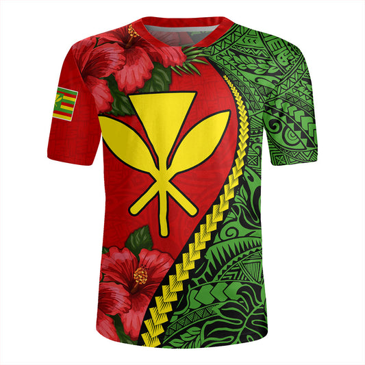 Hawaii Rugby Jersey Tribal Polynesian With Hibiscus Flower