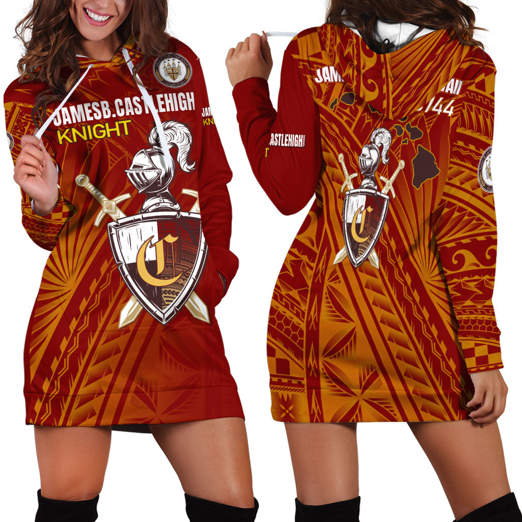 Hawaii James B. Castle High School Hoodie Dress - Knights With Shield Hawaii Patterns