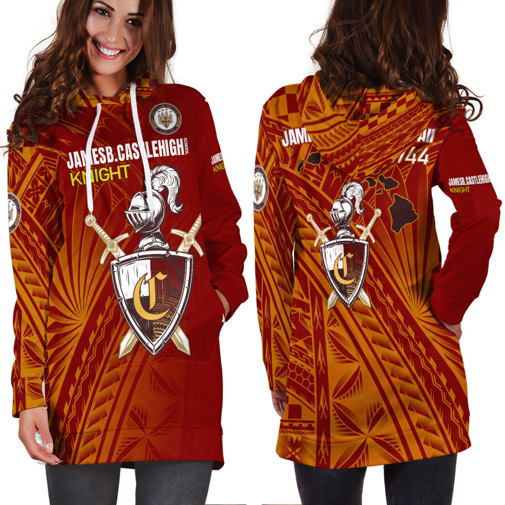 Hawaii James B. Castle High School Hoodie Dress - Knights With Shield Hawaii Patterns